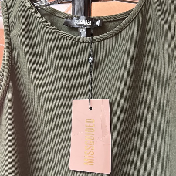 Misguided Olive Green Sleeveless Body Suit NWT US 8 - Picture 2 of 5